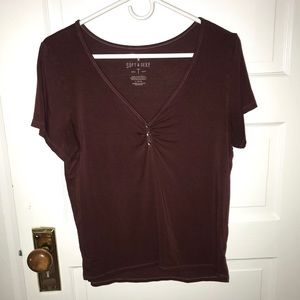 American eagle maroon basics soft & sexy T-shirt